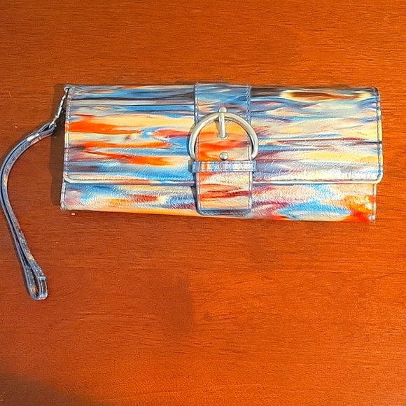 Poppie Jones Handbags - Vegan soft leather Wristlet  Wallet clutch Tropical Colors hawian vibe